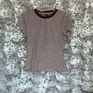 orange stripped shirt